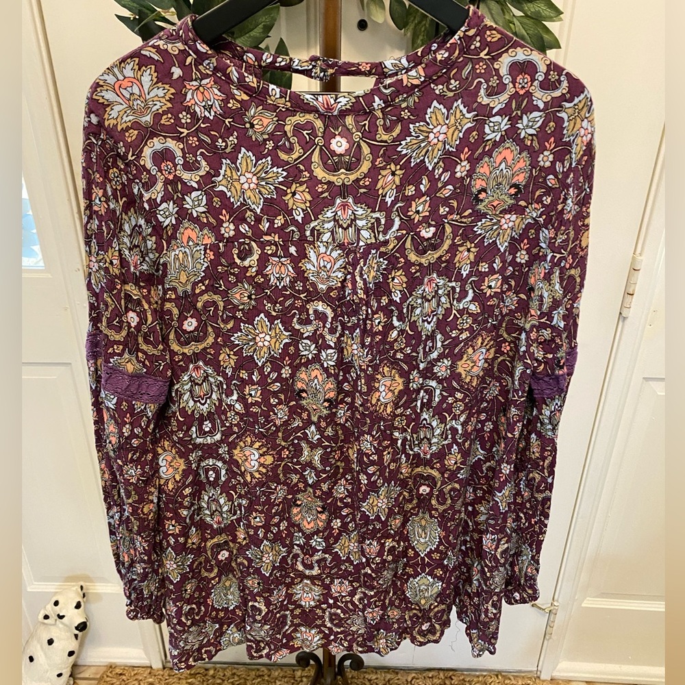 By Together Purple Floral Top LS L